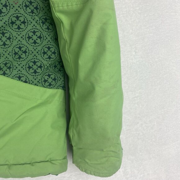 Columbia Reversible Jacket Youth Girls 14/16 Green Hooded Pockets Logo Winter - Picture 13 of 16